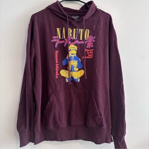 Naruto Graphic Ramen Hoodie - Dark Red
